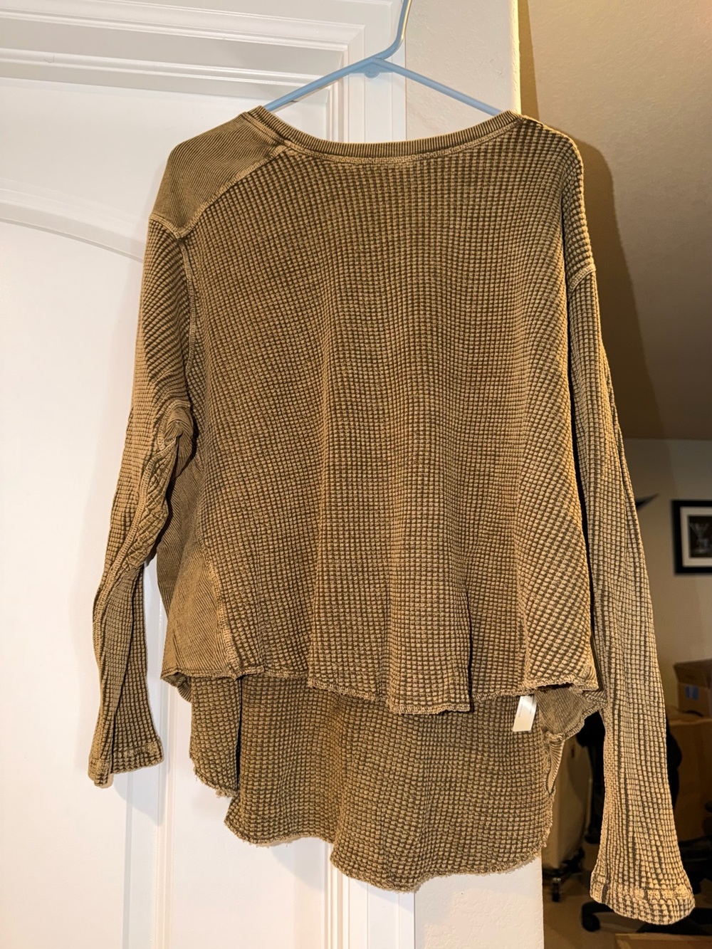 Casual Waffle-Knit Long Sleeve top